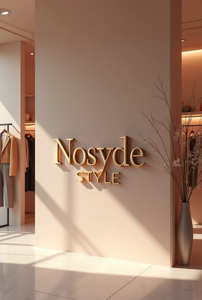 Luxury 3d style logo for a clothing brand called "Nosyde Style" You can add something in the background like a unisex clothing store. Add something that draws women&#39;s attention. 
