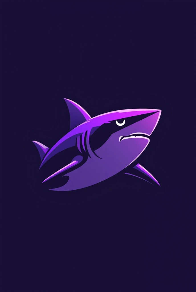Stylized and minimalist purple shark head logo