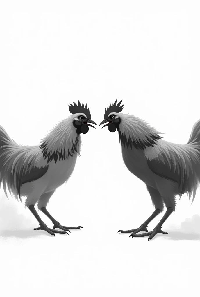 Colorless fighting cocks on a white background