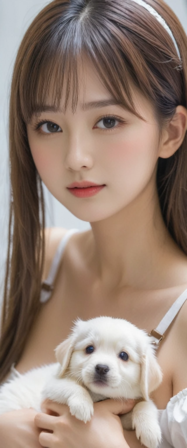 Highest quality、Live Shooting、Ultra-high resolution、21 year old Korean、Small breasts、Dynamic angle、The most beautiful form of chaos、elegant、Brutalist Design、Vibrant colors、Shiny white skin、Beautiful eyes with random colors、Very thin lips、Beautiful eyes down to the last detail、Long, narrow eyes、Pale pink blush、Long eyelashes、Beautiful double eyelids、eye shadow