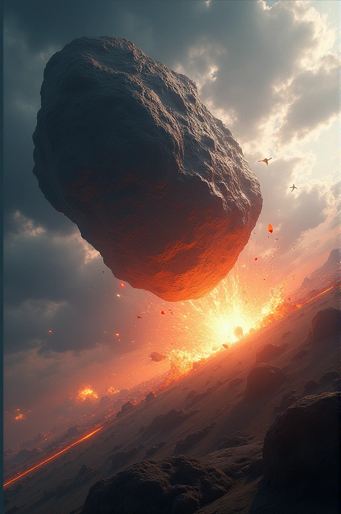 Generate a flying asteroid into the ground