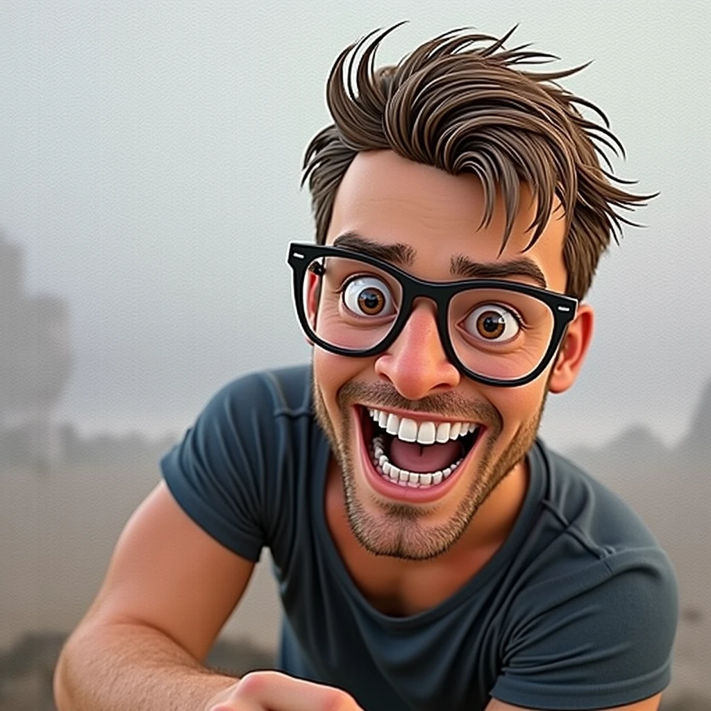 Cartoon character of a man in black glasses and blue shirt, an animated character, stylized character, animation style rendering, 3d stylized, Arnold Maya rendering, Stylized 3D rendering, toon render screenshot, 3d character, 3d character, Stylized 3D rendering, 3D character rendering, cartoon character, Personagem de close up, character posing, (Pixar-style) (master part:1.2) (bokeh) (best qualityer) (skin detailed) (detailed texture) (8k) (Argilla) (cinematic lighting) (sharp focus