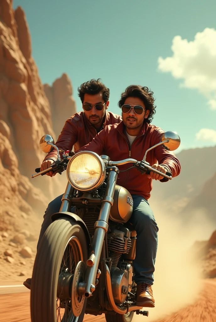 Arshad Nadeem Neeraj Chopra on bike sholay movie style image