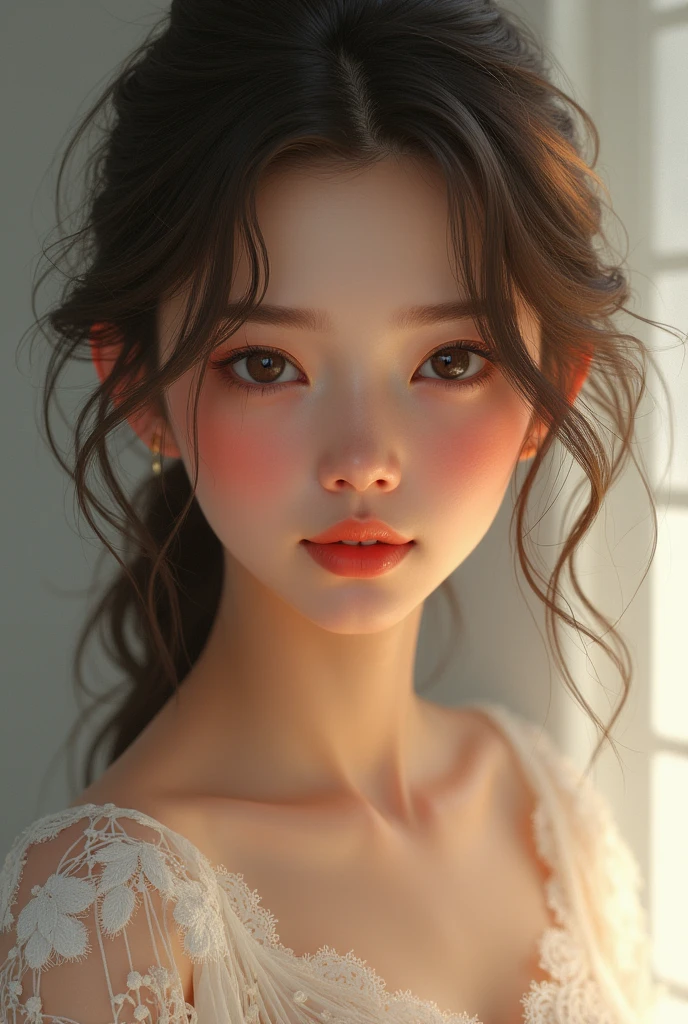 portrait of a cute woman with an oval face