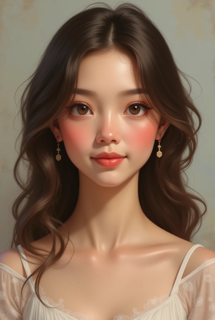 portrait of a beloved woman with a round face