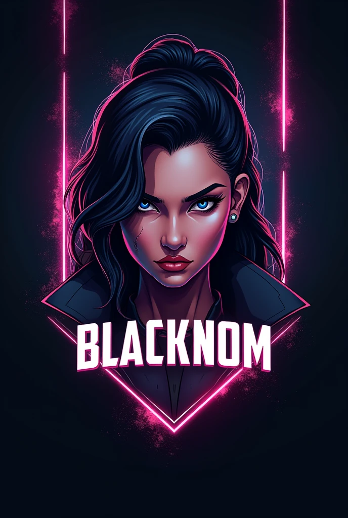 Female logo for a video game channel that has the word "BlackNom"