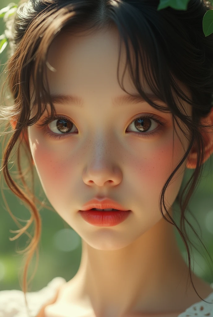 professional close-up Masterpiece,Best Quality, illustration,{. beautiful girl beautiful cute shine detailed, ((Best Quality)), (ultra detail pale skin color realistic nude realistic majestic natural cinematic image in 8K shadows realistic. detailed natural lighting natural pores styled natural real perfectly perfect very real perfectly perfect