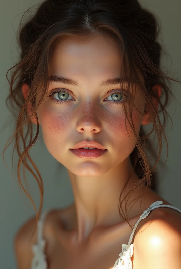 professional close-up Masterpiece,Best Quality, illustration,{. beautiful girl Brooke Shields Violet beautiful cute detailed glitter, ((Best Quality)), (ultra detail pale skin color realistic 13 years old nude realistic majestic natural cinematic image in 8K shadows realistic. detailed natural lighting natural pores styled natural real perfectly perfect very real perfectly perfect