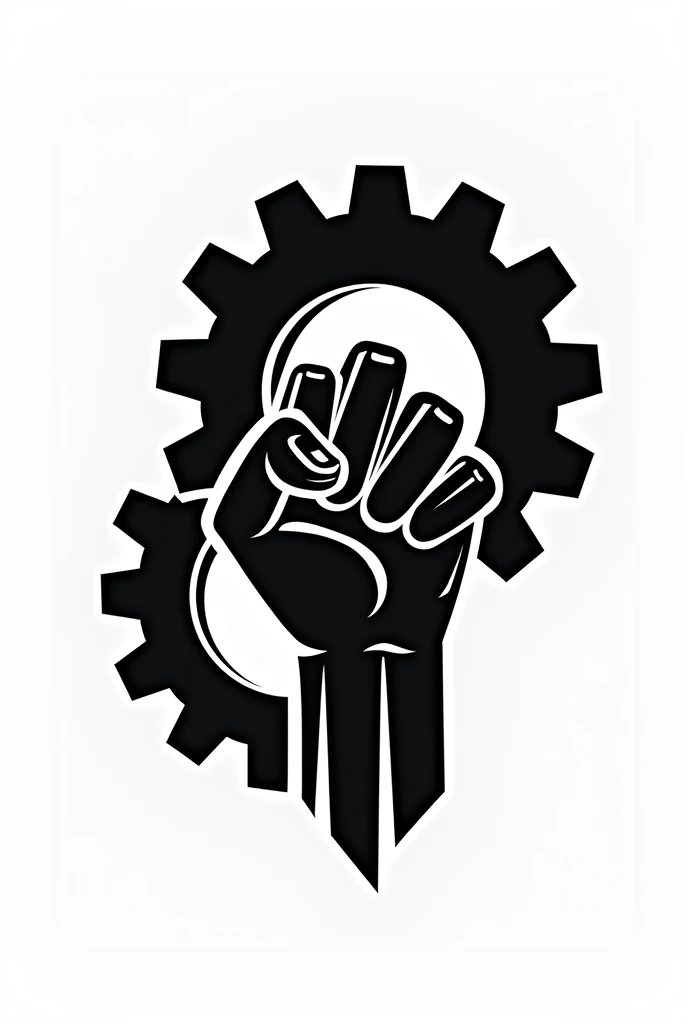 create a logo for a soon an industrial cooperative association for workers, all black, background white, details, gears, industrial sector, metal mechanics