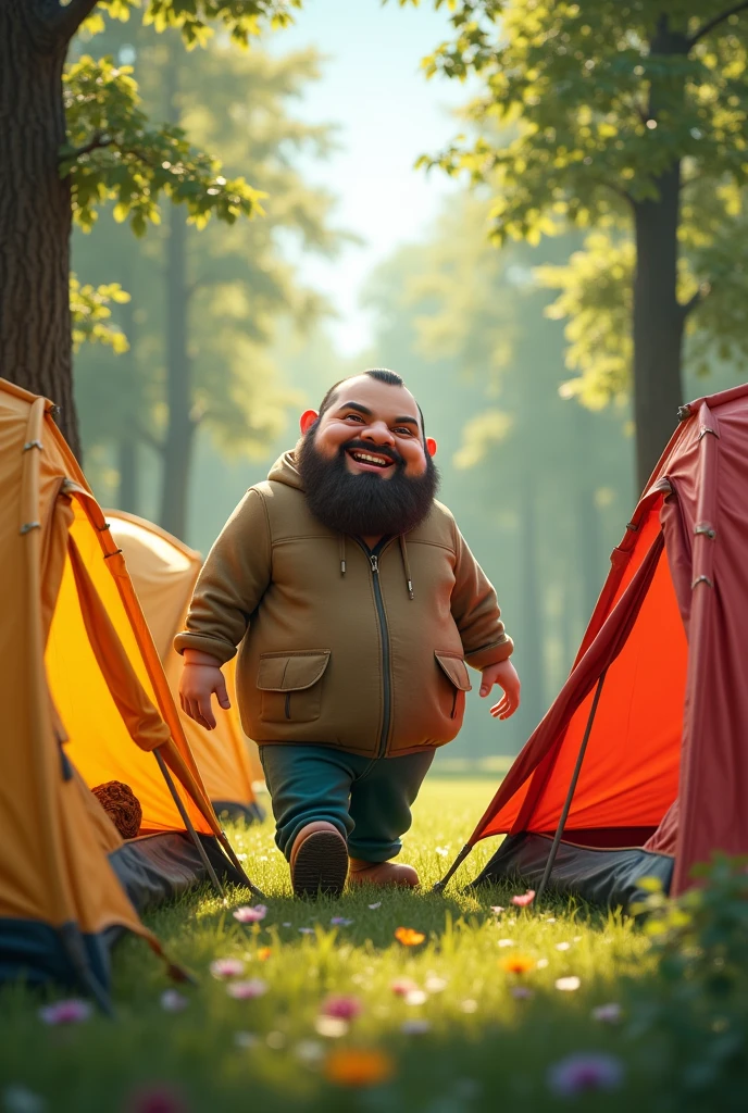 Chubby Guy his name is uzair, set tents