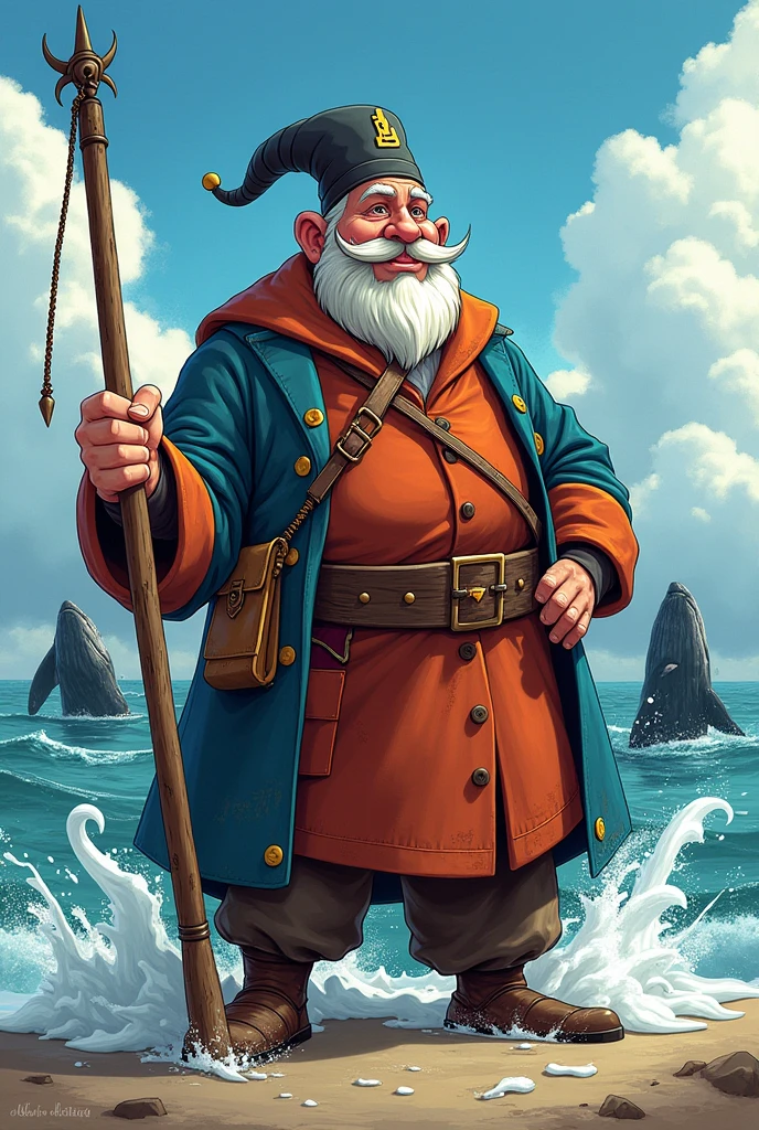 Make a cartoonish image of Father Januário the whaler
