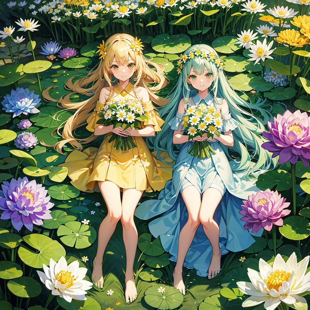 7 Life-Size Flower Fairies . lily pad. poppy. lotus . Spider lily. hydrangea. Golden flowers . Daisies. 