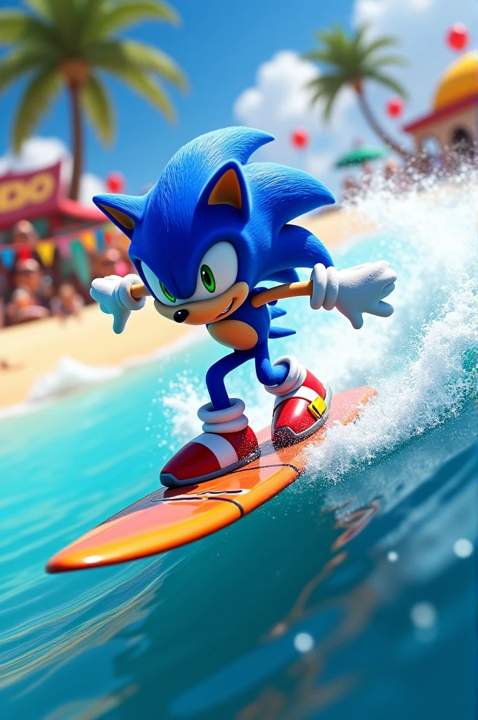 Sonic surfing at Enzo's birthday
