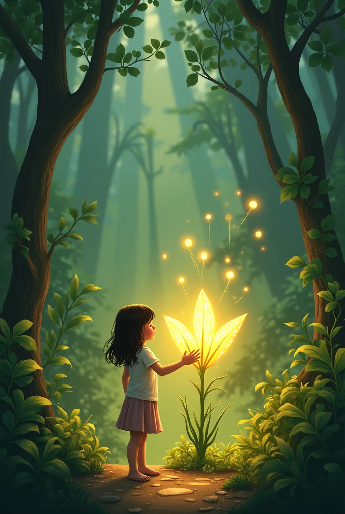 A girl in village she lives with her family one day she go to jungle she see a magical plant of peace and blessings