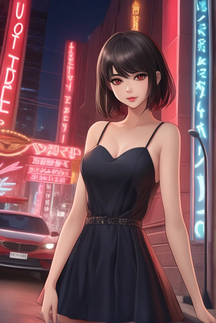 atmosphere oleosa hearts linda teen GTA sexy line hair no meio floresta eletrônica surrounded by neon signs de joelhos com um revólver prata apontando para seu rosto vestido marron black red com big correntes brilhantes com arcos with a slight wind lifting herrealistic, ultra high htperdelalyt great attention to the body and face UHD 8K Watercolor, trending on artstation sharp focus, studio photo, intricate details, highly detailed n anime 2d death note