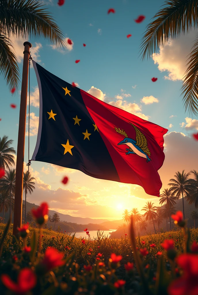 Papua New Guinea flag, happy 49th independence printing