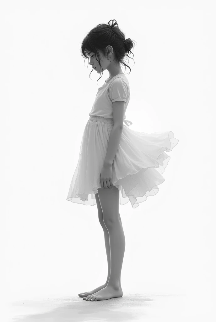 imagine a girl with little weight in black and white