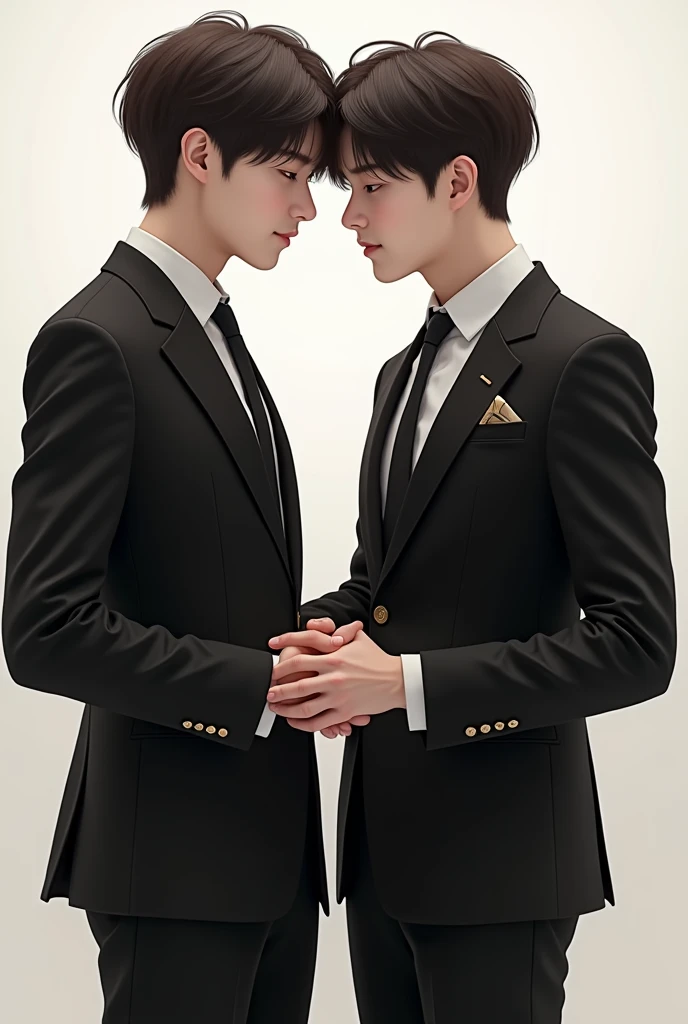 BTS's Yoongi with Jimin, holding hands in a formal suit