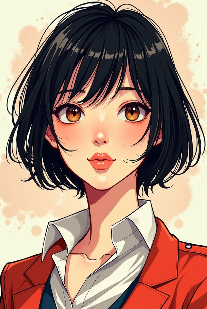 Icon manga version of a woman with short hair and bangs