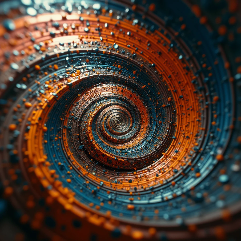 A spiral in motion, concentric circles, or geometric patterns that capture attention.