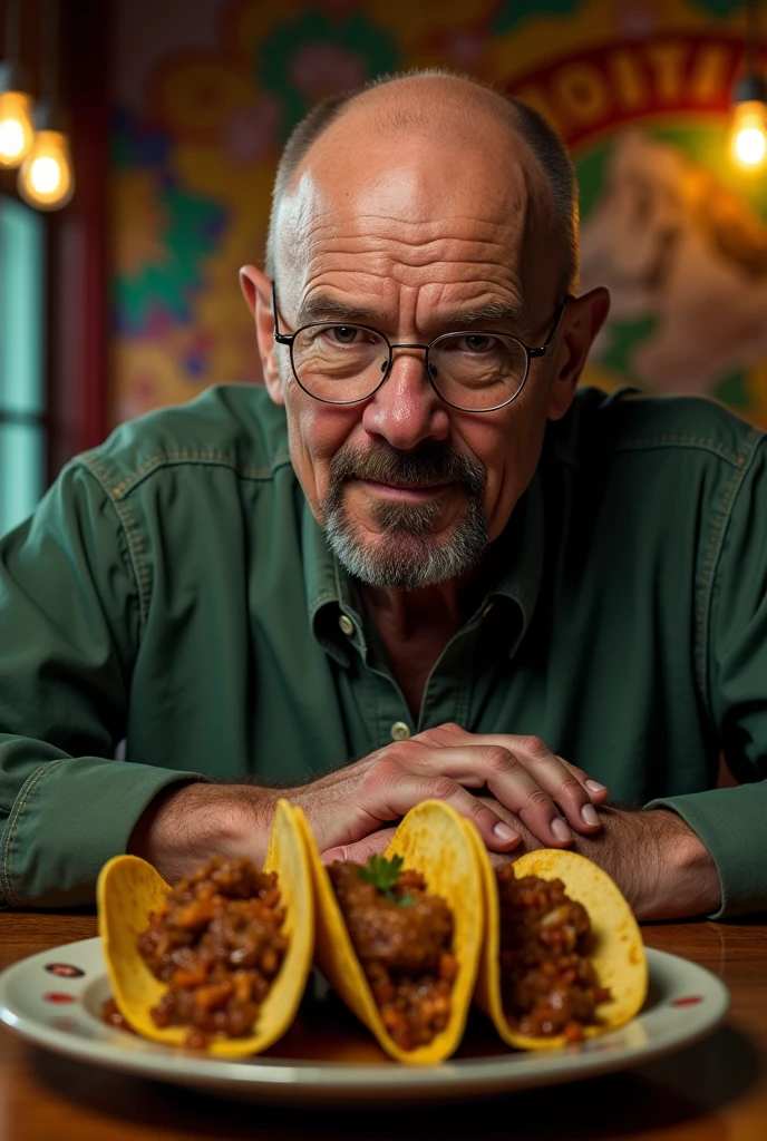 Walter White eating tacos de canasta