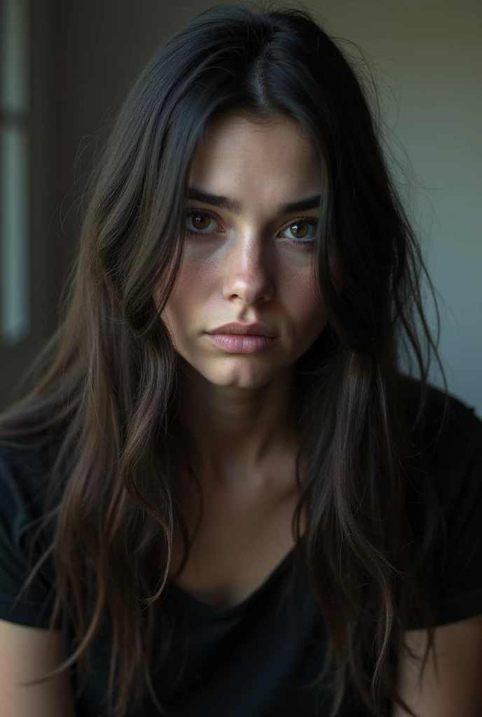 SAD WOMAN WITH UGLY LONG HAIR