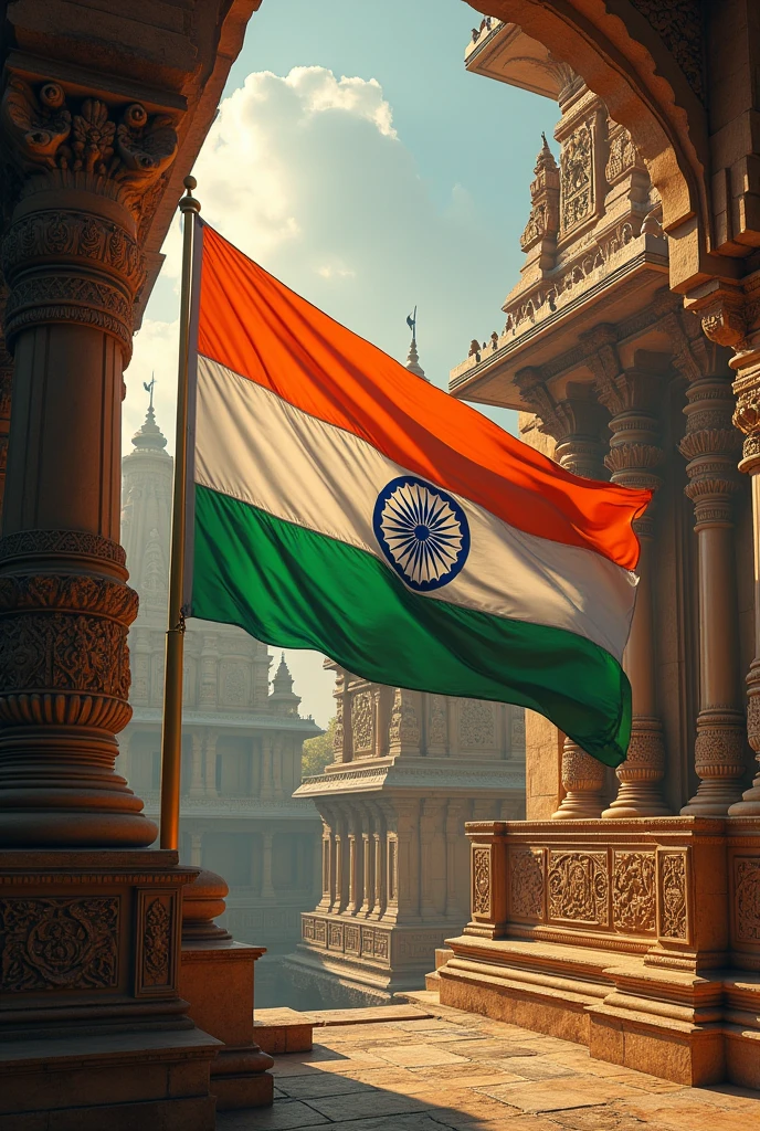 Indian flag with hindu culture 