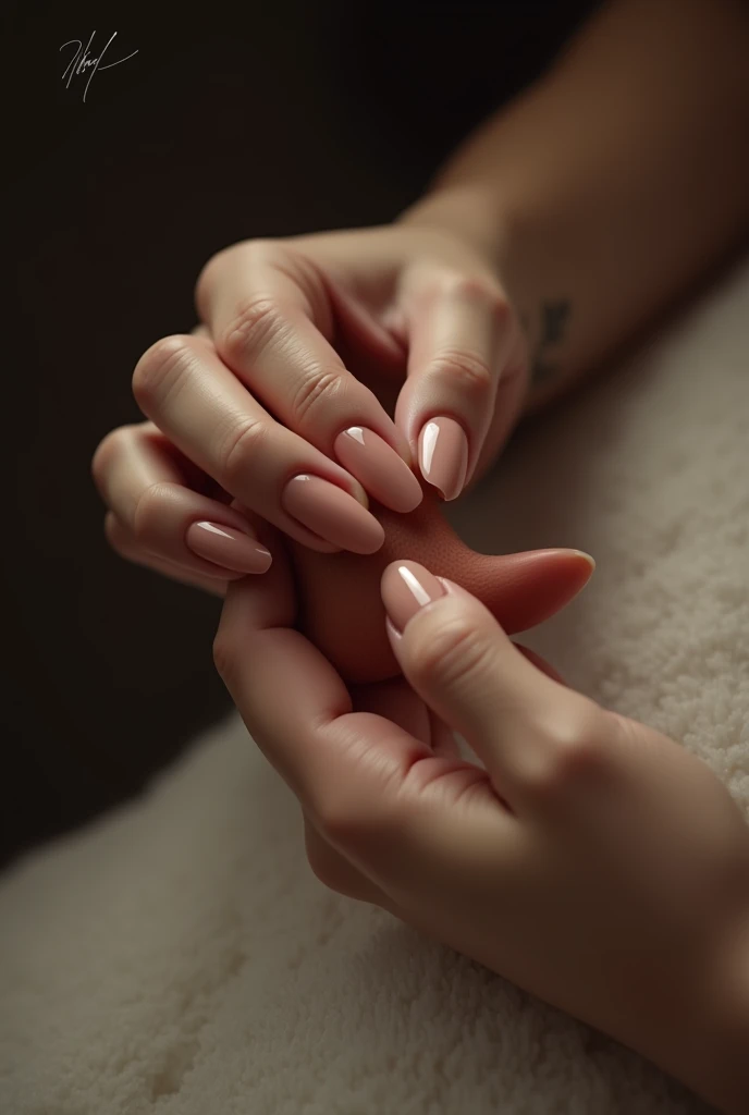 A girl hands with almond nails
Holding a penis