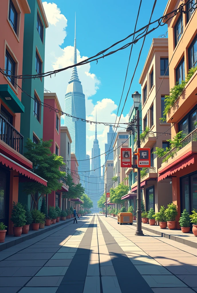 generates a vertical image with buildings and play station controls