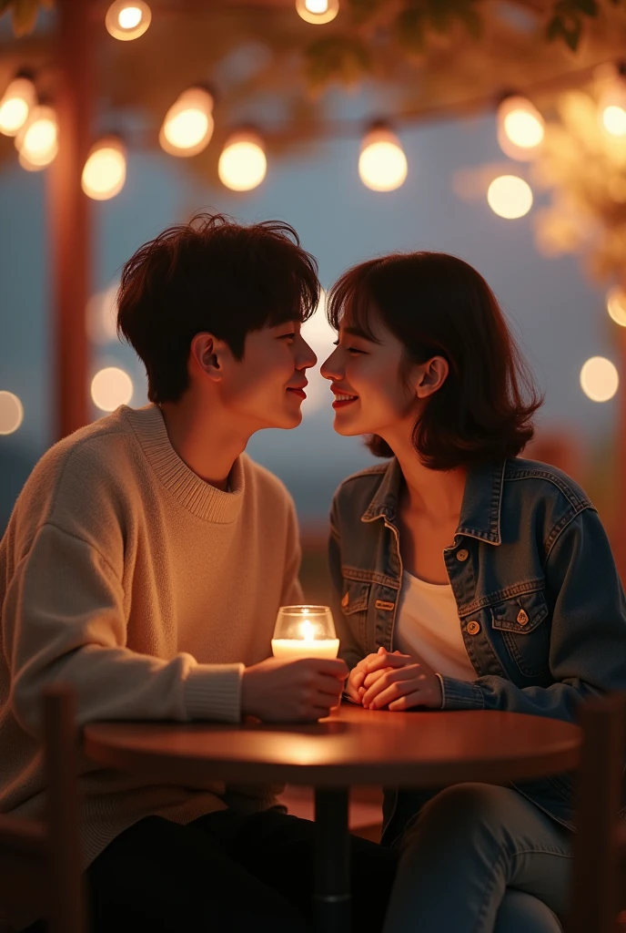 Create an image of min yoongi and park jimin as a couple on a date