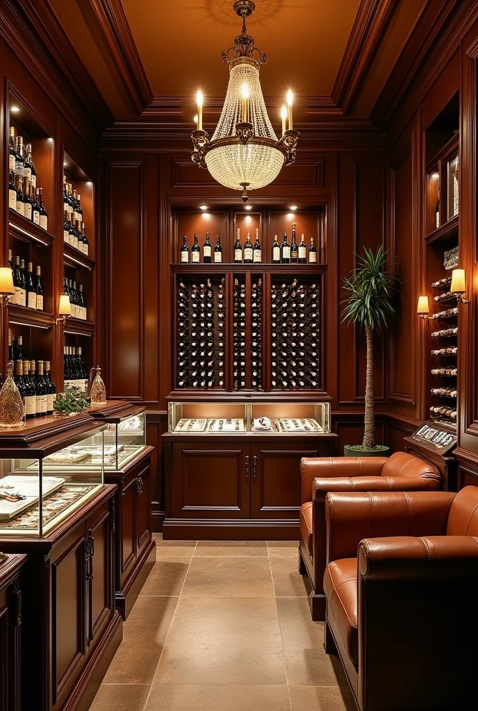 Make a wine cellar with tobacco shop with great decoration 