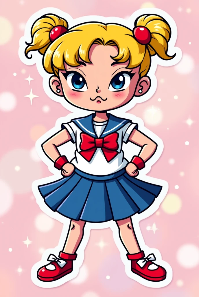 The logo of a nail salon with a Helga pataki from the series hey! Arnold in sailor moon version. The name of the salon is Nails by helga