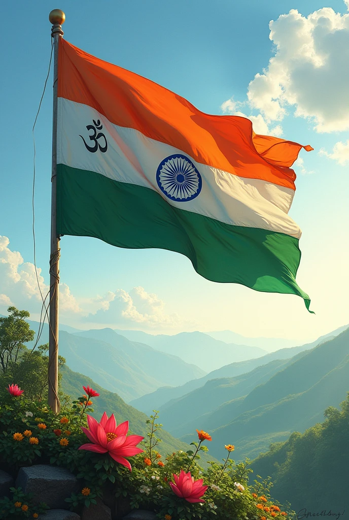 Indian flag with hindu flag