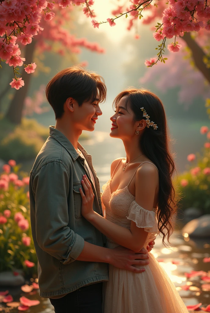 Create an image of min yoongi and park jimin from bts as a couple on a date