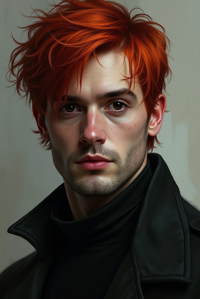 Man with red hair and black eyes
