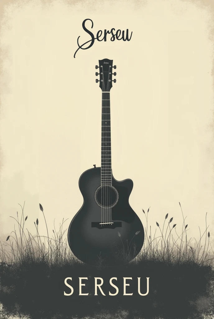 Serseu band CD cover with band name, that is minimalist and alternative style without band members on the cover old guitar