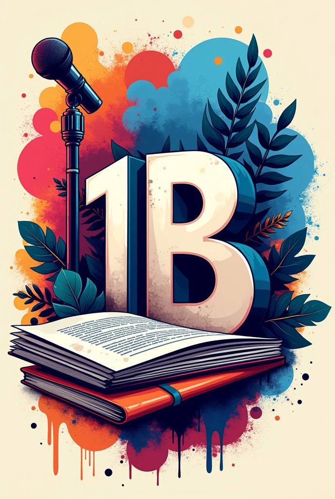 Logo 1°B that APPEARS IN THE IMAGE THE TEXT "1°B" WITH THE THEME JOURNALISM AND ELEMENTS OF JOURNALISM (bright coloured)