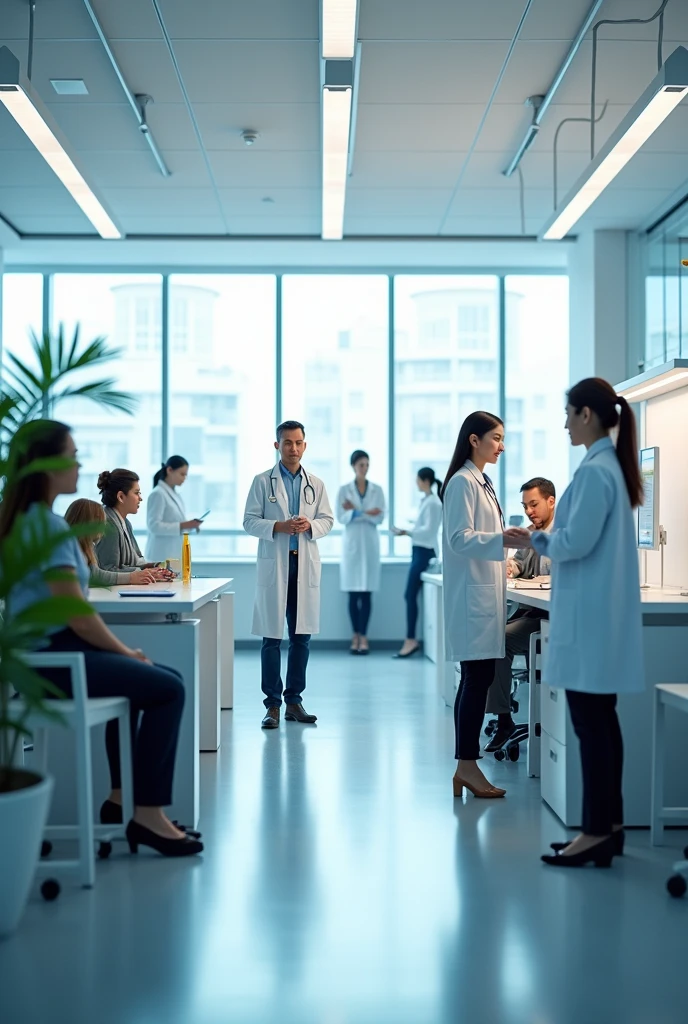 Create an image of a company doing routine screenings on employees