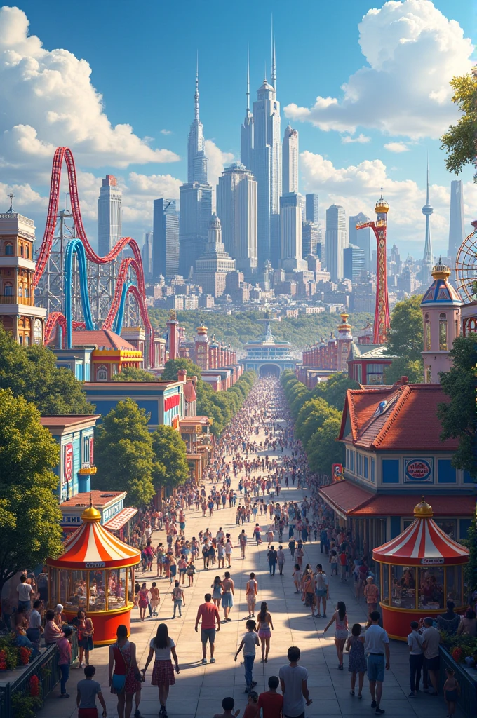 City with amusement park