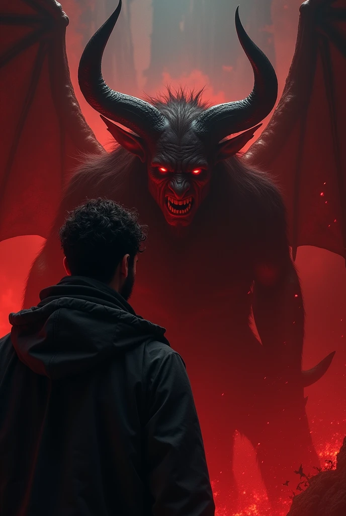 man being stared at by the devil
