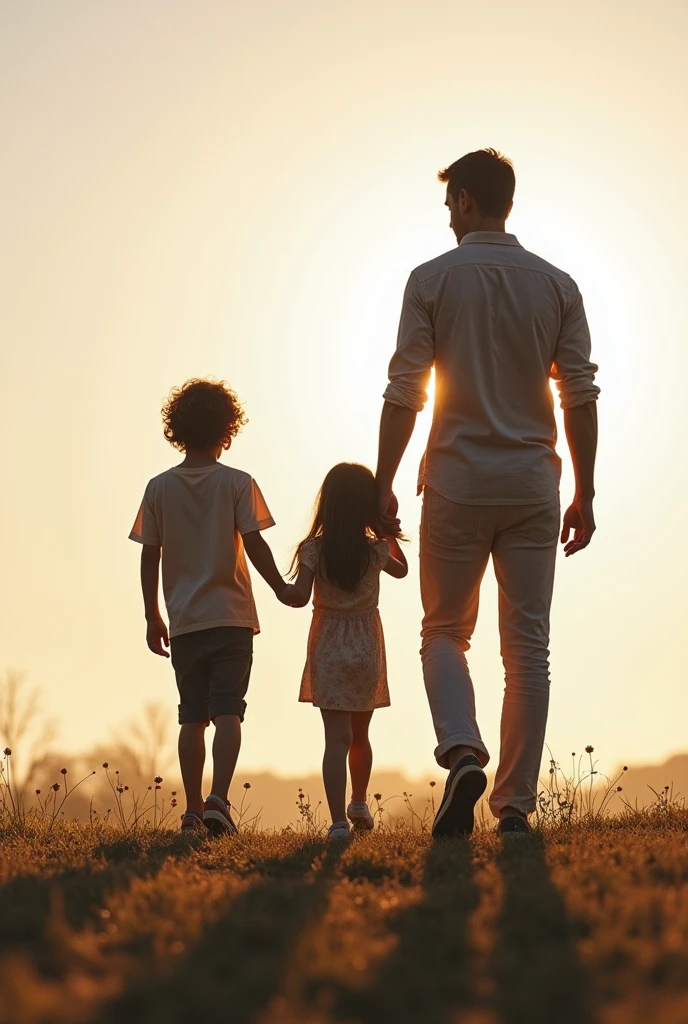 Assemble a shadow image of a father and his children
