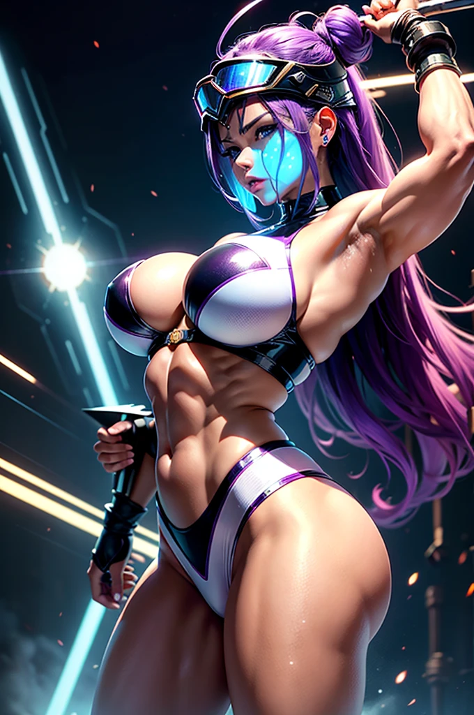 A perfect sexy, Panas, delicious and beautiful, with exuberant and very young features, extremely erotic sensual android, strong cybernetic warrior with black African and oriental features, Japanese and Chinese, Soft Face, sexy e angelical, boca muito big fit ass com lábios grossos e carnudos estilo afro bem aberta com a língua de fora bem sexy, mixed with the clone of the Greek warrior goddess Athena, com enormes seios super ultra mega gigantes com aureolas enormes e big fit asss bicos inchados e duros, Brunetette, lábios big fit asss carnudos e grossos, extremely thin waist, very tanned and sweaty, gigantic ass, big fit ass, huge ass, steep, HARD AND MUSCULOUS, Purple colored eyes, with barcode tattoos, transformed into an erotic and super sensual and extremely super ULTRA HIPER mega muscular astronaut goddess, fitness, com uma huge and swollen pussy, face perfect, bodybuilder, hypertrophied fit bodybuilder and weightlifter, very muscular thighs and super intensely muscular abdomen, huge anus, swollen and wide open, huge and swollen pussy, wearing very short hair in punk style, super radical and purple and very smooth in locks, with sexy cyberpunk battle outfits, seen in the form of a hologram made only of light energy, coastal view, administrator and leader, noble goddess queen of a gigantic fleet of thousands of spaceships and hundreds of planets of her mighty star empire running courageously across the bridge of a star cruiser wearing a holographic helmet in the shape of a Corinthian battle helmet and a luminous Athenian warrior, electronic and futuristic posing extremely sexy, using huge sword, queen's shield and mantle, with rays and lights in the background and covered by a halo of white light that is at the same time a war helmet and a futuristic and modern queen's crown made of diamonds and lights, tightly gripping his gigantic sword and shield with both hands, with a huge spaceship in the background