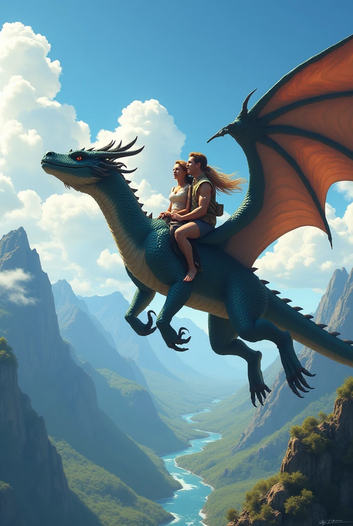 Couple ride a dragon