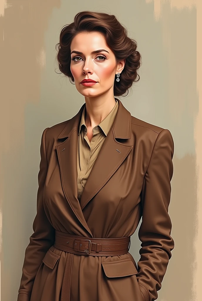 create a drawing of a bourgeois woman in shades of brown