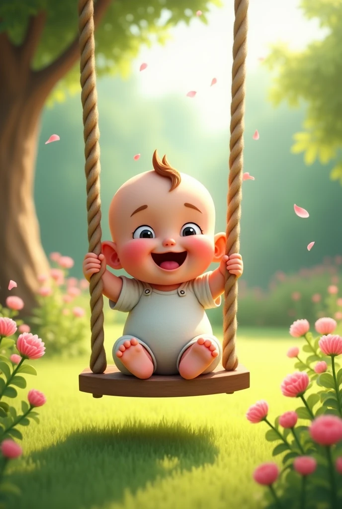 sea saw baby in garden 