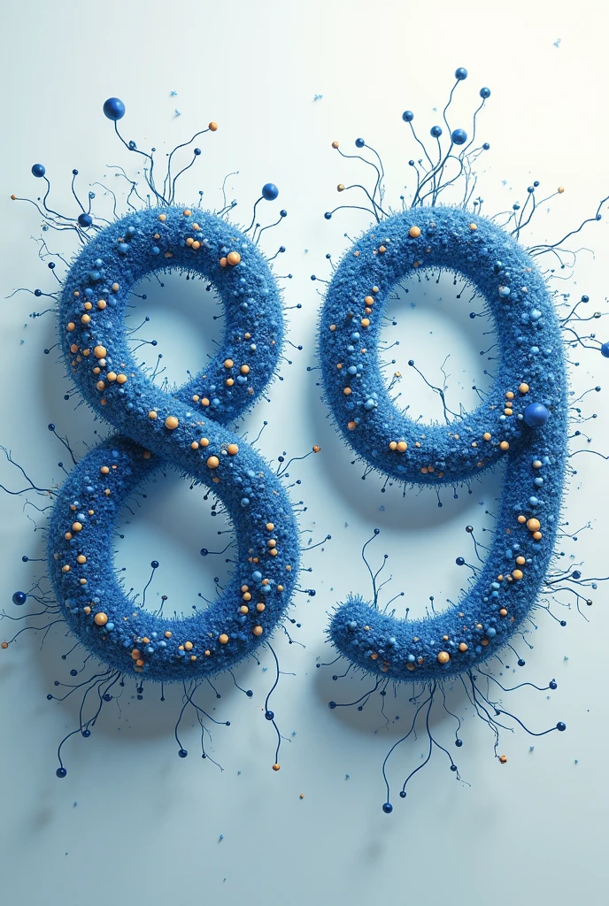 89 with chemical bonds in the background sticking out from the 2D numbers