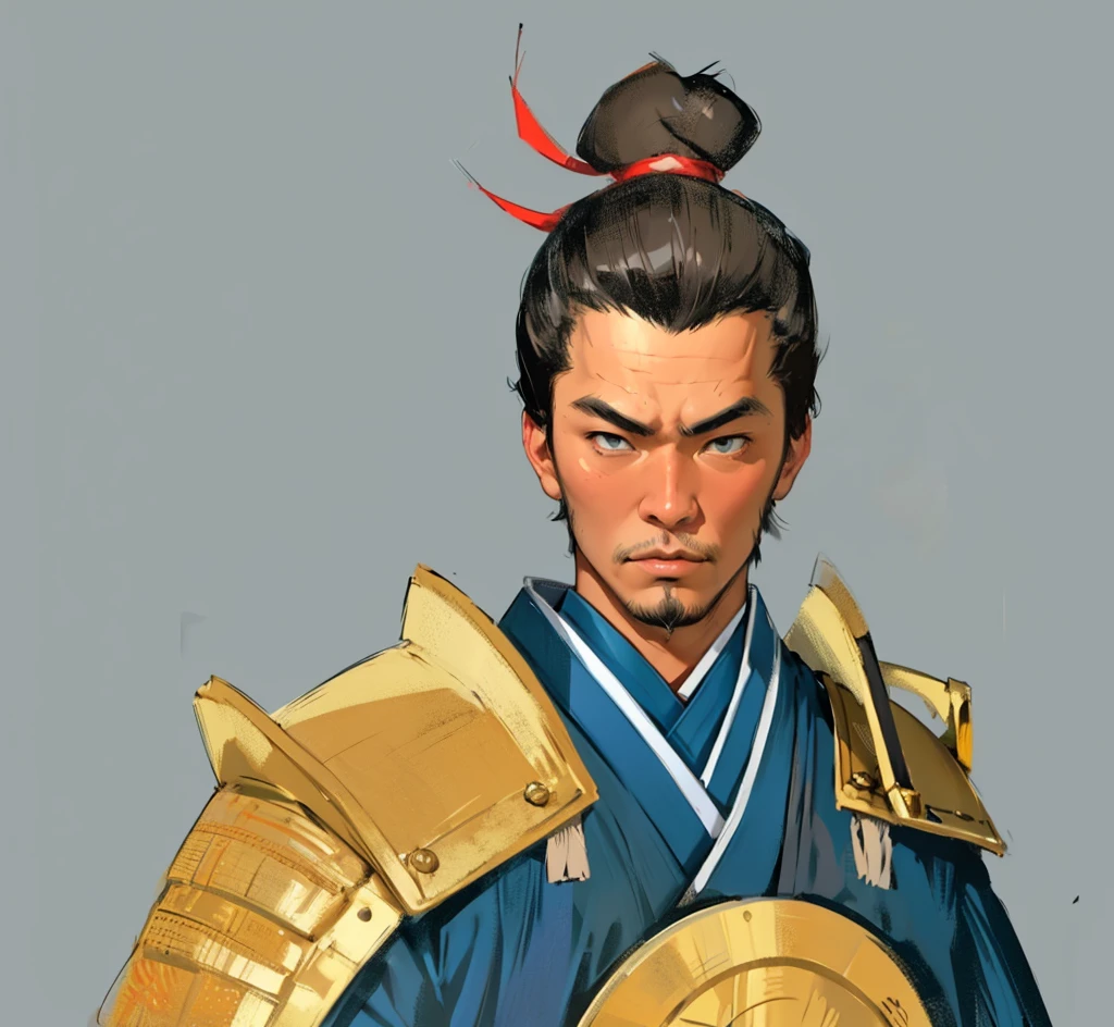 Need to create art for MMORPG, centered on a Japanese setting. digital painting, adult man, Samurai. Asian