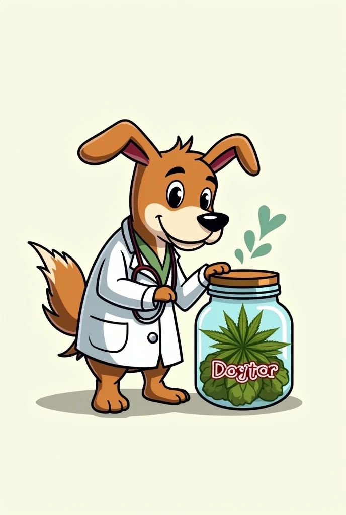 The Dogtor logo stoned with marijuana jar 