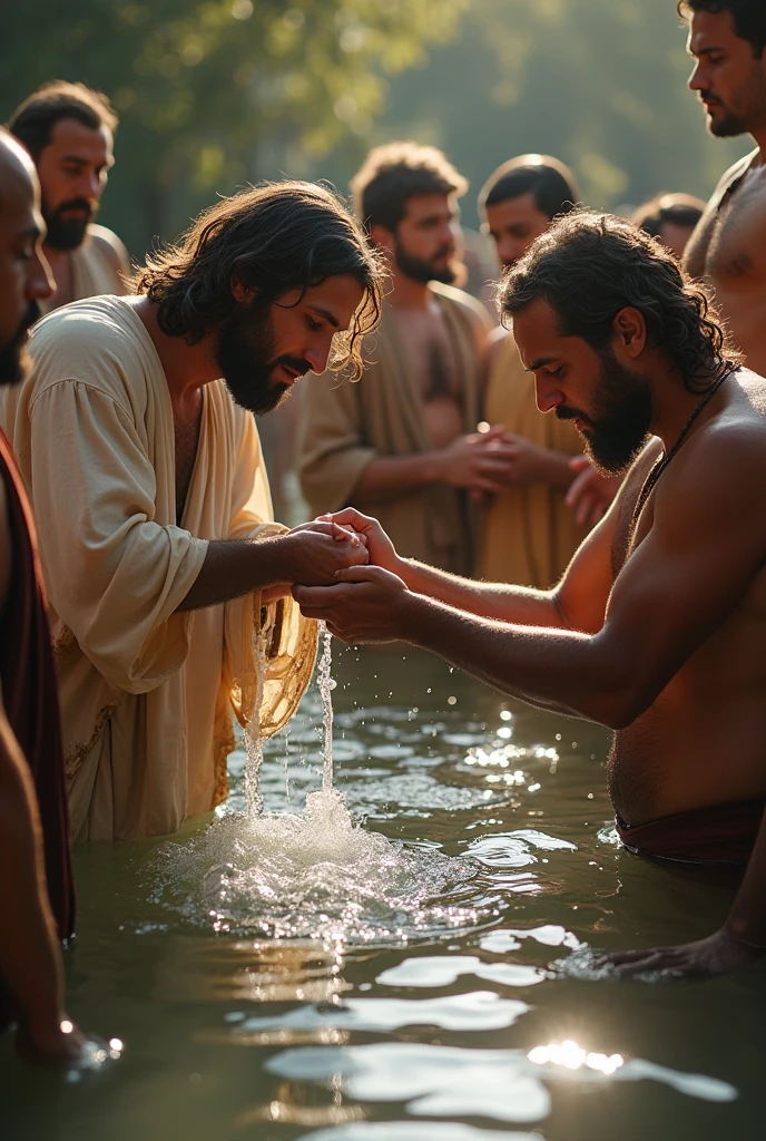 Disciples of Jesus baptizing in water




