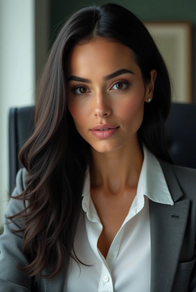 Beautiful Lana Rhoades, detailed eyes, nose, and lips, wearing professional attire, sitting in his office, using your computer, hp computer (Best Quality,4k,8k,High resolution,masterpiece:1.2),ultra detailed,(realist,photorealist,photo-realist:1.37),HdR,studio lighting,extremely detailed face and body